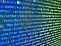 Web site codes on computer monitor. Abstract program code on computer screen. Real software development code. Developer software