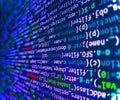 Web site codes on computer monitor. Blurred screen with selective focus. HTML and CSS code developing screenshot. Shallow depth of Royalty Free Stock Photo