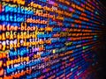 Web site codes on computer monitor. Software developer programming JavaScript code. Programming Javascript on laptop computer Royalty Free Stock Photo