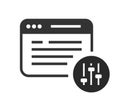 Web site configuration panel icon vector, website backend settings administration management sign symbol pictogram simple line Royalty Free Stock Photo