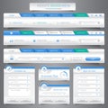 Web site design menu navigation elements with icons set. Navigation menu bars,vector design element eps10 illustration Royalty Free Stock Photo