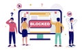 Web site ip blocked flat vector illustration