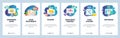 Web site onboarding screens. Computer files and data system. Menu vector banner template for website and mobile app