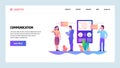 Web site onboarding screens. Online messaging and connection. People digital communication. Menu vector banner template