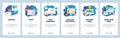 Web site onboarding screens. Website development, coding, font, 404 error page. Menu vector banner template for website Royalty Free Stock Photo