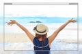 Web site page design concept beach background. Royalty Free Stock Photo