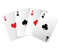 Web site page and mobile app design element. A winning poker hand of four aces playing cards suits on white. Royalty Free Stock Photo