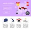 Vector flat car racing icons page template illustration