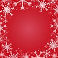 Snowflake shape elements frame on gradient red background illustration,vector.Holiday season celebration cartoon concept. Royalty Free Stock Photo
