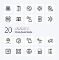 20 Web And Social Media Line icon Pack like marketing star shape
