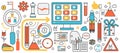 Web and social media services, abstract startup rocket and gift box, video application