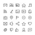 Web, social network, media and communication thin line vector icons