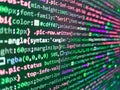 Web software. Big data database app. Macro snapshot of the program interface for crypto currency mining on the monitor of an Royalty Free Stock Photo