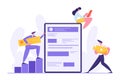 Web Software Development Concept. Developer Characters Build Website with Social Media Content Royalty Free Stock Photo