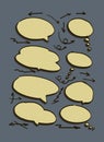 Speech bubbles and arrows drawn by hand set. vector Royalty Free Stock Photo