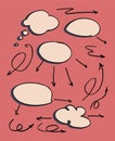 Speech bubbles and arrows drawn by hand set. vector Royalty Free Stock Photo