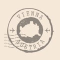 Stamp Postal of Vienna is the capital of Austria. Map Silhouette rubber Seal. Design Retro Travel