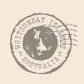 Stamp Postal of Whitsunday Islands. Map Silhouette rubber Seal. Design Retro Travel. Seal Map of Whitsunday Islands