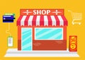 Web store market on Flat design style modern Royalty Free Stock Photo