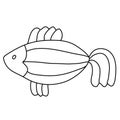 Striped little fish. Hand drawn vector illustration in doodle style Royalty Free Stock Photo