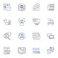 Web surfers line icons collection. Browsers, Online, Internet, Searches, Navigators, Surfers, Clickers vector and linear