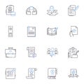 Web surfing line icons collection. Browsing, Scrolling, Clicking, Searching, Surfing, Navigation, Bookmarking vector and