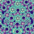 Symmetric floral pattern with south Asian inspiration in cool purple colors