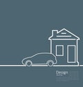 Web template house and parking car logo in minimal flat style Royalty Free Stock Photo