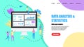 Web template. Mans studying financial statistics on screen monitor. Financial reports, charts graphs on screens of desktop.