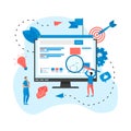 Web template. Search engine result pag vector, Page showing search results of a query, web search concept on smartphone Web