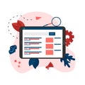 Web template. Search engine result pag vector, Page showing search results of a query, web search concept on smartphone