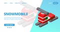 Web template with a snowmobile. Vector