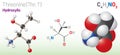 Threonine (Thr, T) amino acid molecule. (Chemical formula C4H9NO3)