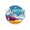 Web traffic internet icon.Web browser with speedometer testing Speed of internet connection