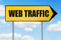 Web traffic Sign -Yellow road sign with arrow pointing right