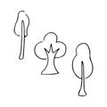 Tree icon set. Hand drawn vector isolated monochrome Royalty Free Stock Photo