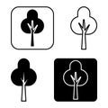 Tree icon set. Hand drawn vector isolated monochrome Royalty Free Stock Photo