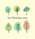 Trees set. Hand drawn doodle Royalty Free Stock Photo