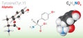 Tyrosine (Trp, W) amino acid molecule. (Chemical formula C9H11NO3) Royalty Free Stock Photo