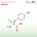 Tyrosine (Trp, W) amino acid molecule. (Chemical formula C9H11NO3)