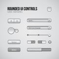 Web UI Controls Design Elements: Buttons, Switchers, On, Off, Player, Audio, Video: Play, Stop, Next, Pause, Volume