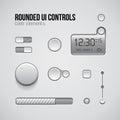 Web UI Controls Design Elements: Buttons, Switchers, On, Off, Player, Audio, Video: Play, Stop, Pause, Volume, Equalizer, Knobs Royalty Free Stock Photo