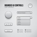 Web UI Controls Design Elements: Buttons, Switchers, On, Off, Player, Audio, Video: Play, Stop, Pause, Volume, Equalizer, Knobs Royalty Free Stock Photo