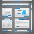 Web UI Controls Elements Gray And Blue On Dark Background