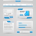 Web UI Controls Elements Gray And Blue On Light Background