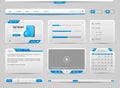 Web UI Controls Elements Gray And Blue On Light Background: