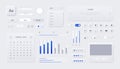 Web UI kit. Mobile application and web page interface elements with buttons field sliders and calendar. Vector