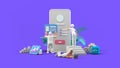 Web UI UX app Design Teamwork concept 3D illustration. Team People Building Creating Application User interface Front view Royalty Free Stock Photo