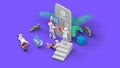 Web UI UX app Design Teamwork concept 3D illustration. Team People Building Creating Application User interface Isometric view Royalty Free Stock Photo