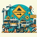 Web under construction transit signal. Vector illustration Generative ai for illustrations Royalty Free Stock Photo